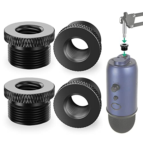 Rigych 4 Piezas Mcrófono Adaptador de Tornillo para Soporte De trípode De Micrófono 3/8 Hembra a 5/8 Rosca de Micrófono Adaptador de Monitor De trípodeDe Cámara (negro) Cover