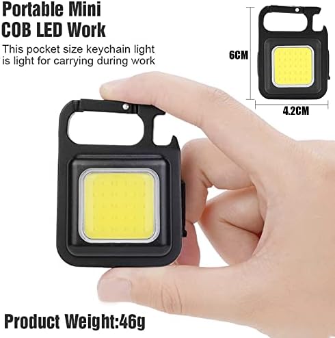 papasgix LED Keychain Flashlight, 400 Lumens Small Torches Keyring Flashlight USB Rechargeable Portable Work Light Pocket Keychains Multifunctional Waterproof 4 Modes Emergency Torch