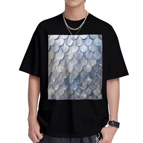 T-shirt athlétique homme en coton respirant imprimé écailles argentées