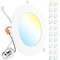 Sunco 20 Pack 5CCT LED Recessed 6 Inch, 1200 LM High Brightness, Ultra Thin Flat Can Lights, 2700K/3000K/4000K/5000K/6000K Selectable, Dimmable, 15W, Retrofit Installation - UL Listed