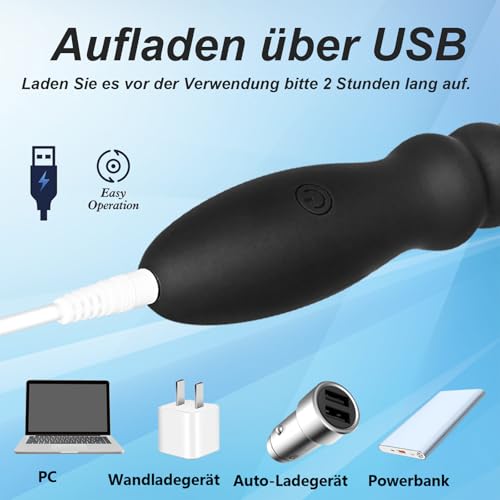 30 cm Silikon Vibrations-Analkugeln Analplug für Erwachsene, wiederaufladbarer Anusvibrator, wasserdichter G-Punkt-Stimulator, Prostata-Dildo-Vibrator, Analplug für Männer und Frauen