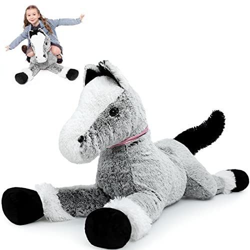 Maogolan Large Horse Stuffed Animal, Long Horse Plush Toy, Riding Realistic Stuffed Horse, Big Horse Plush Pillow For Kids Women Boys 33 Inches #TOP21