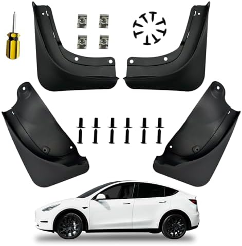 Tesla Model 3 Accessories REEVAA 2025 Tesla Model 3 Highland Accessories - Mud Flaps [Protect Paint, No Drilling Required] All-Weather Mud Guard Body Kits For Model 3 Highland 2024-2026, Black (Set Of 4 Tesla Model 3 Mud Flaps