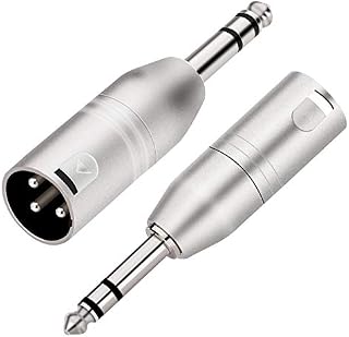 Tisino Jack to XLR Adapter, Balanced Quarter Inch 6.35mm Male to XLR Male Adapters - 2 Pack