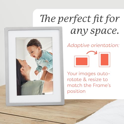 Image of Skylight Digital Picture Frame - WiFi Enabled with Load from Phone Capability, Touch Screen Digital Photo Frame Display - Customizable Gift for Friends and Family - 10 Inch Silver