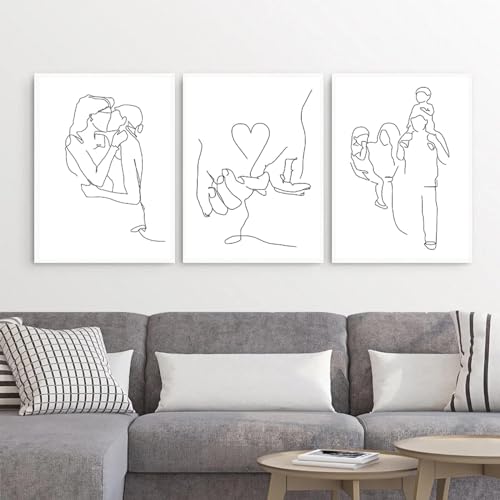 Peinture pour salon moderne KEBIA triptyque maman et enfants pour décoration chaleureuse