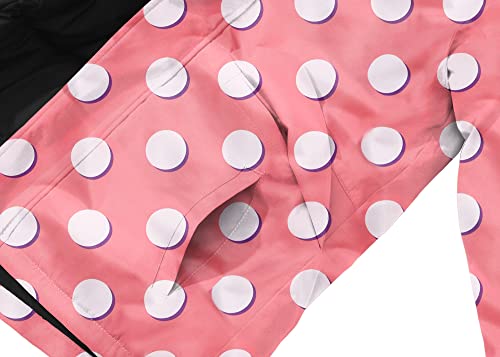 Spmor Boys Girls Waterproof Ski Jacket Hooded Snowboard Coat Windproof Winter Snow Outwear Pink Polka Dot Large #TOP4