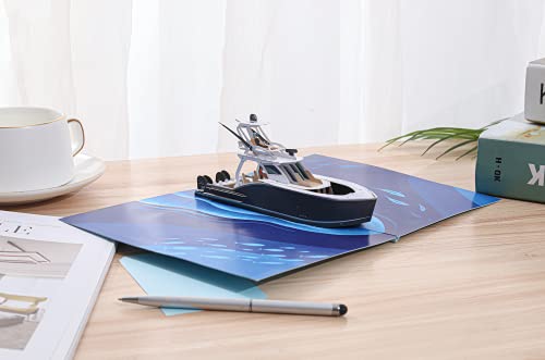 Liif Fishing Boat 3D Greeting Pop Up Card, Retirement Card, Father's Day, Birthday Card For Men, Dad, Fisherman,Boss, Husband, Son, Grandpa - With Message Note & Envelop - Size 8 X 6 Inch #TOP1