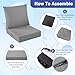 IASEAHK Outdoor Seat Cushion Set, Waterproof & Fade Resistant Patio Chair Cushions, Outdoors Cushion for Patio Furniture, 24 x 24 x 5.75 Inch, Outdoor Couch Cushions with Handle and Ties, Grey