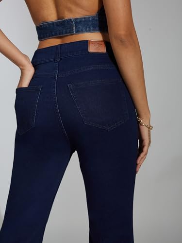 Image of Miss Chase Women's Wide-Leg High-Rise Regular-Length Stretchable Shaping Denim Jeans