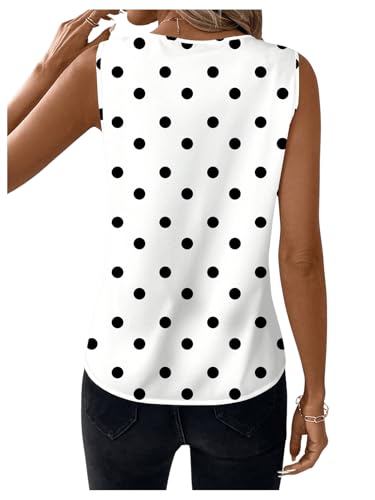 SOLY HUX Women's Casual Polka Dots Tank Tops Summer V Neck Sleeveless Tunic Shirts Office Work Blouse2