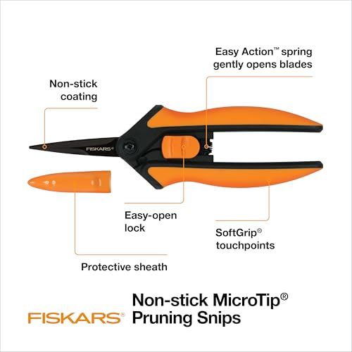 Fiskars 6" Pruning Scissors (2-Pack) for Flowers, Buds, Weeds and Small Plants, Garden Snips with Resin Resistant Nonstick Stainless Steel Blades, Gardening Trimmers with Comfortable Handle - Image 2