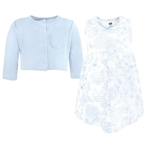 Image of Hudson Baby Girls' Cotton Dress and Cardigan Set