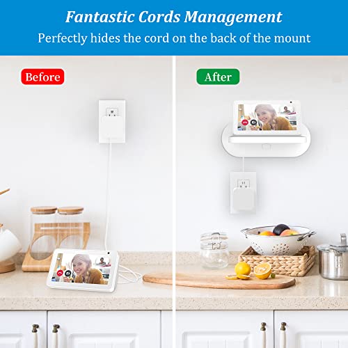 Plusacc Wall Mount For Echo Show 5 - Holder Stand Mount For Echo Show 5 (3Rd Gen & 2Nd Gen & 1St Generation), Premium Alexa Echo Show 5 Accessories Bracket Shelf With Cable Management (White) #TOP3