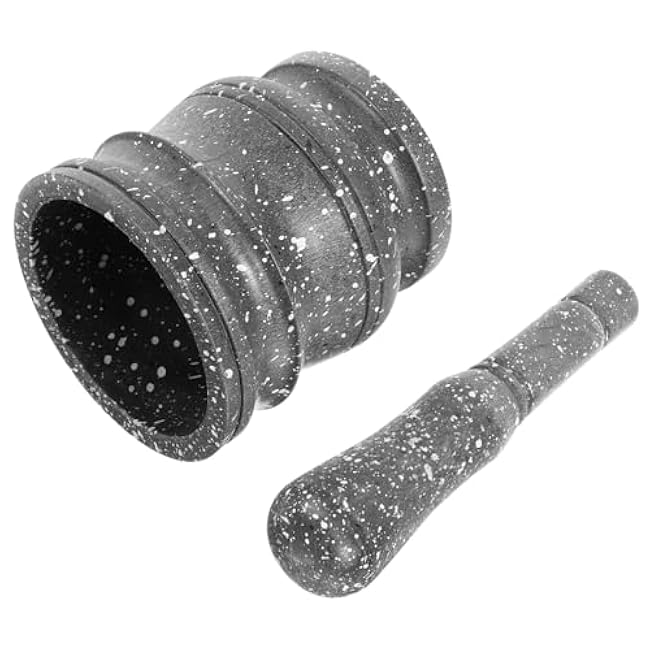 Stone Garlic Pounding Bowl with Pestle 1 Set Kitchen Grinder for Garlic Spices and Seasoning Sturdy Plastic Material Easy to Use for Cooking and Food Preparation
