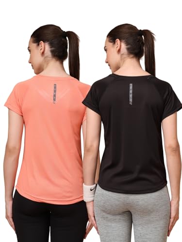 Image of UZARUS Women's V-Neck Sports T-Shirt | Pack of 2 | Gym, Yoga & Activewear Top