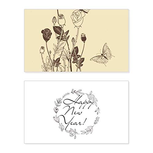 Tarjeta conmemorativa de año nuevo floral para decorar la mesa en las cenas familiares