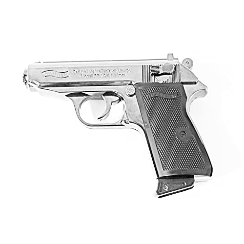 Image of Gun Pistol Lighter Heavy Weight Metal Body Real and Original Like Gun Pistol for Decorative, Smoking Filled with Gas (508 Silver)