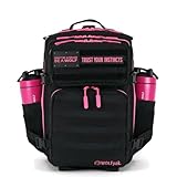 WOLFpak 35L Athletic Gym Backpack - Durable 1000D Waterproof Oxford Material with MOLLE Webbing, Laptop Pocket & Dual Cup Holders, Durable Fitness/Travel/Military Daypack (Black Neon Pink)