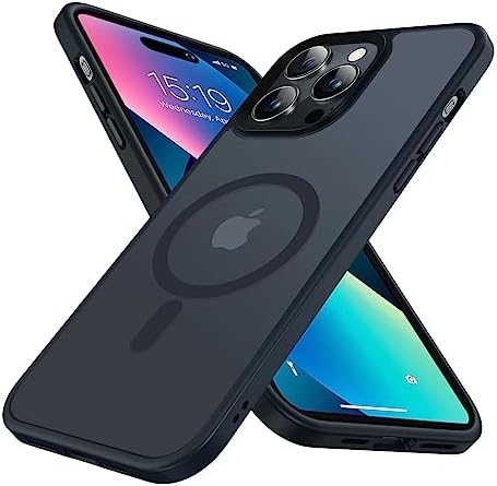 Mgnaooi Magnetic Case for iPhone 12 Pro Max Case [MIL-Grade Drop Tested & Compatible with MagSafe] Translucent Matte Back with Aluminum Alloy Keys, Shockproof Phone 12 Pro Max Case 6.7 Inch, Black