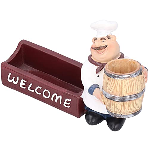 DAUERHAFT Resin Chef Statue,Chef Statue Decoration,Tabletop Decoration,Cute Chef Sculpture,17.5x11.5x6.5CM,Restaurant Decoration,for Counter Kitchen Decoration