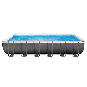 Intex 24ft X 12ft X 52in Ultra Frame Rectangular Pool Set with Sand Filter Pump, Ladder, Ground Cloth & Pool Cover Intex 24ft X 12ft X 52in Ultra Frame Rectangular Pool Set with Sand Filter Pump Ladder Ground Cloth Pool Cover