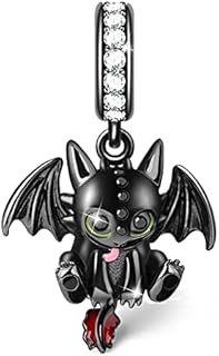 GNOCE Black Plated Little Dragon Charm Pendant Sterling Silver Fight for Homeland Charm Bead Fit Bracelet/Necklace Jewelry Gift for Women Mens
