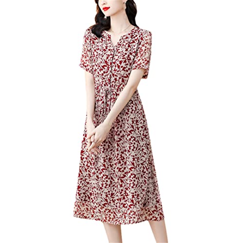 Robe d'été imprimé floral Hndudnff vêtement femme ample col en V L