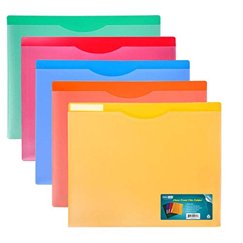 Waterproof Poly-File Folders with Top Tab, Letter Size, Assorted Colors, 10pcs Pack