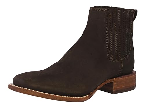 Cowboy Professional Mens #201 Dark Brown Chelsea Ankle Boots Western Wear Leather Square Toe