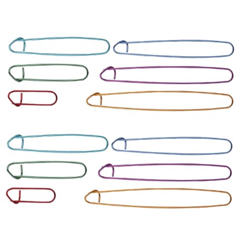 Vaguelly 12 Piezas Conjunto Sujetadores de Puntadas de Aluminio para Ganchillo Alfileres de Seguridad Coloridos Herramientas para Tejer y Coser Evita Deshilachados Proyectos Manualidades