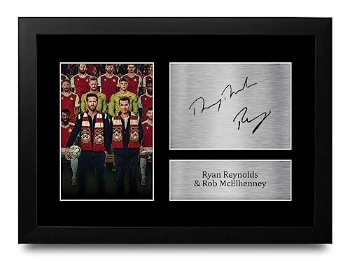 Impression photo autographe signée Ryan Reynolds Wrexham cadre A4 finition haut de gamme