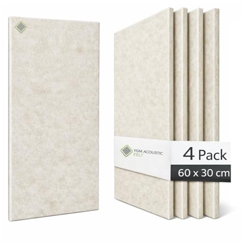 Image of YGM Acoustic Foams Luxury PET Felt Acoustic Self Adhesive Panels, 10 MM Thick, Sound Absorbing Panels for Wall | Room Noise Reducer & Sound Dampening (Pure Beige, 1x2 Foot - 4 Panels)