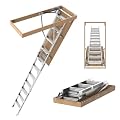 Aluminum Attic Ladder Stairs Pull Down, 10 Foot Loft Ladder Stairs Folding Ceiling Ladder 54" W x 25" H Opening for Access Door, 375-pound Load Capacity Stair Lift for 7-10ft Ceiling (Grey)