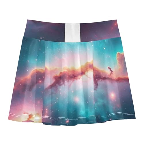Vibrant Space Cosmos Nebula Toddler Tennis Skirts Running Athletic Shorts for Girls Skorts Flowy Skort 4t2