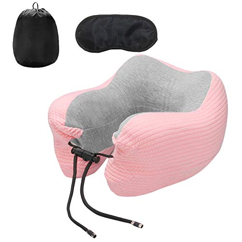 SK Studio Almohada de Viaje Viscoelástica de Espuma, Almohada de Cuello, Soporte de Cuello, para Viajes,Oficina Rosado2 Un tamaño