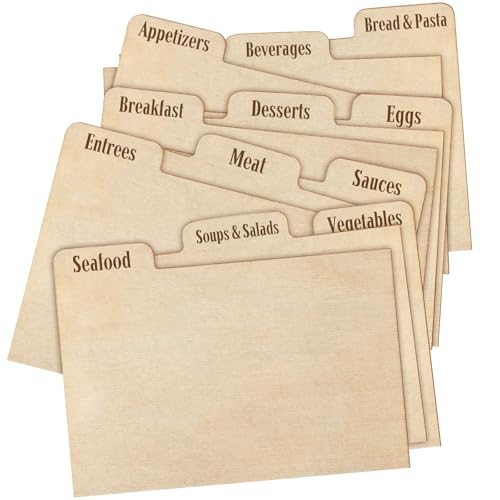 Chunful 12 Pcs Labeled Recipe Cards Dividers Real Wood Recipe Dividers 4