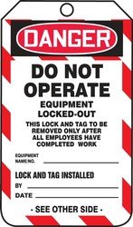 Jumbo Tag Danger DO NOT Operate de 21,6 cm d'épaisseur 0,1 cm lot de 25