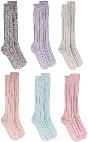 Sock Stack 6 Pairs Of Ladies Long Chunky Wool Socks Thick Heavy Duty Work Boot Sock For Women Walking Hiking