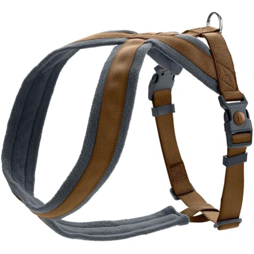 Hunter Hundegeschirr London Comfort, atmungsaktives 3D-Mesh, 2-Fach verstellbar, Sicherheitsverschluss, reißfest, leicht & pflegeleicht, Farbe: Braun, Größe: S-M/1