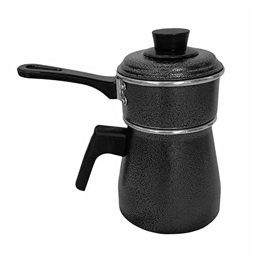 Cuscuzeiro Individual 2 em 1 Porção Única Cozi Vapore Caneco Leiteira 1L Com 2 Tampas (Preto)