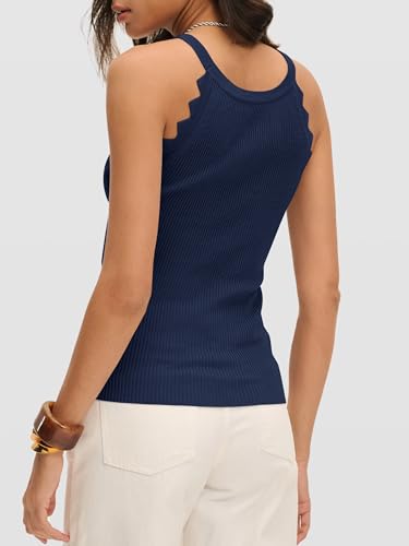 Image of ANRABESS Womens Summer Tank Tops Sleeveless Ribbed Camisole | Spaghetti Strap Cami Sweater, Soft Lightweight, Slim Knit, Casual Beach Vacation Travel Office Clothes, Spring Fall Layering