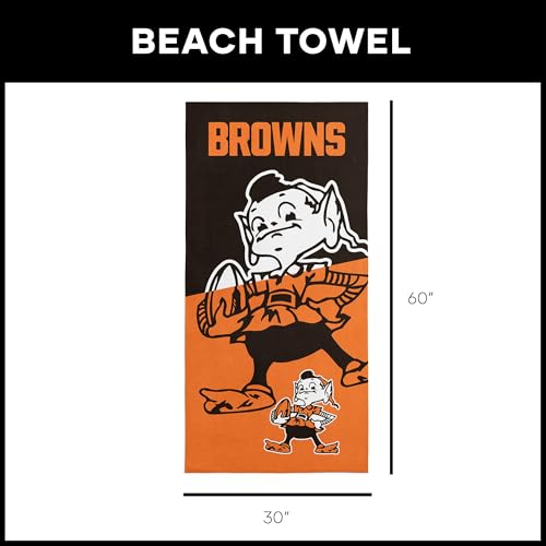 Image of Northwest NFL Cleveland Browns Microfiber Beach Towel, 30 x 60 Inches - Quick Dry, Sand Resistant, Lightweight, Highly Absorbent, Incisor Design