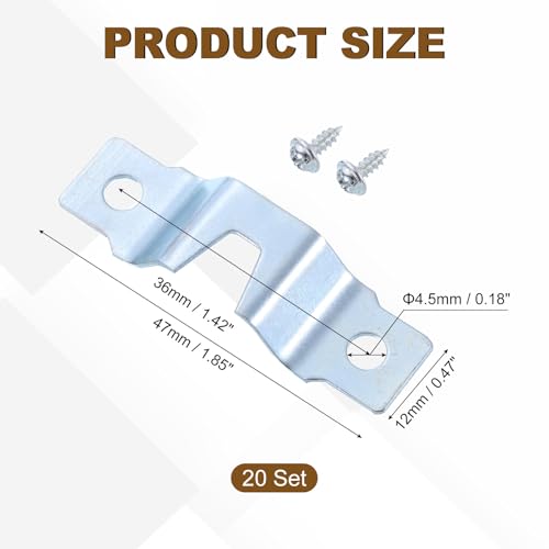 Image of uxcell 20Pcs Picture Hangers, Frame Back Fasteners with Screws, Single-Notch Double Hole Precision Hangers Hook for Hanging Paintings Picture Photos Frame, Color Zinc