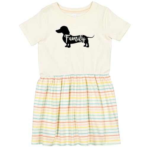 inktastic Family Dog- Short Haired Dachshund Toddler Dress 2T Natural with Stripes 2d276