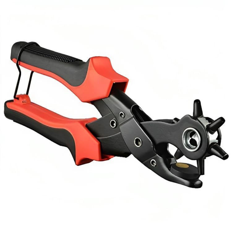 Punching Machine with 6 Hole Sizes for Leather Belts, Watch Bands, Bags, Dog Collars, Fabric, Craft Projects, Leather Puncher (Black/Red) Leather Punch Pliers (B0CTQMPNQ1) Amazon Price History, Amazon Price Tracker