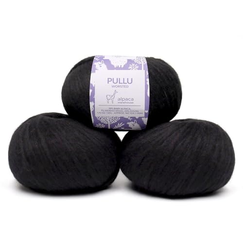 【美品】SHE Tokyo Gabriel Silk Wool size:38 Pullu - Baby Alpaca Merino Wool Yarn Set of 3 Skeins (150 Grams