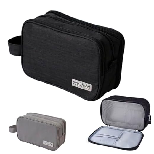Necessaire Organizadora Unisses Masculino Feminino Bolsa de Viagem Multiuso com 3 Divisórias, Impermeável (cores sortidas: CINZA ou PRETO)