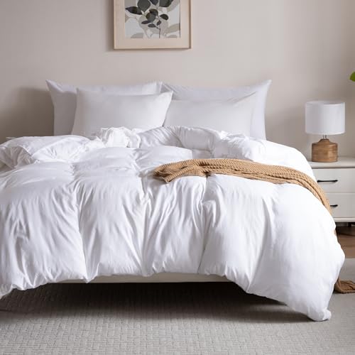 Super Soft Washed Queen Duvet Cover Set, 3 Piece Prewashed Microfiber Cotton-Like Bedding Set, White Duvet Cover 90x90 with Button Closure, 2 Pillow Shams for All Seasons,Comforter Not Included