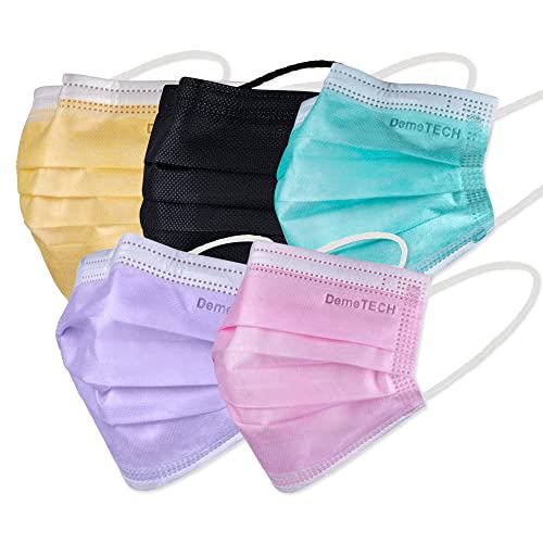DEMETECH ASTM Level 3 Protective 3-Layer Face Mask, Ear-Loop Style, Small Face Mask, 50 Pieces, Variety Pack